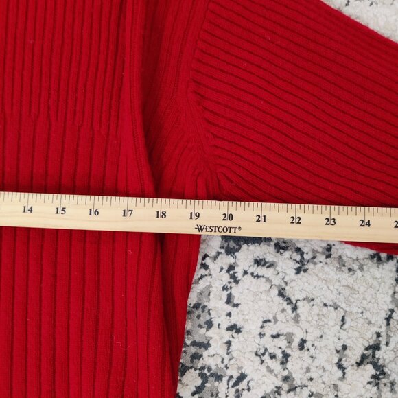 BHS Women's Sweater Size 14 - 16 Red LambsWool Ribbed Knitwear Winter Warm Comfy - Picture 6 of 7